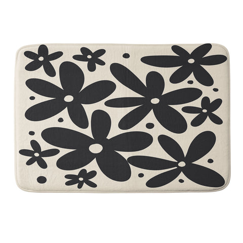 Angela Minca Abstract monochrome daisies Memory Foam Bath Mat