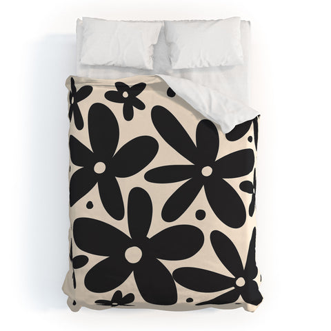 Angela Minca Abstract monochrome daisies Duvet Cover