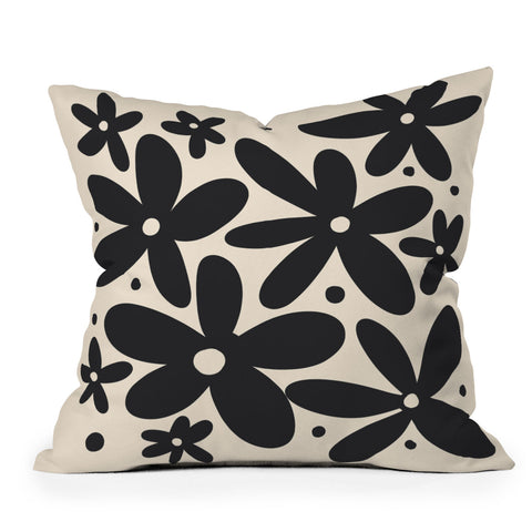 Angela Minca Abstract monochrome daisies Throw Pillow