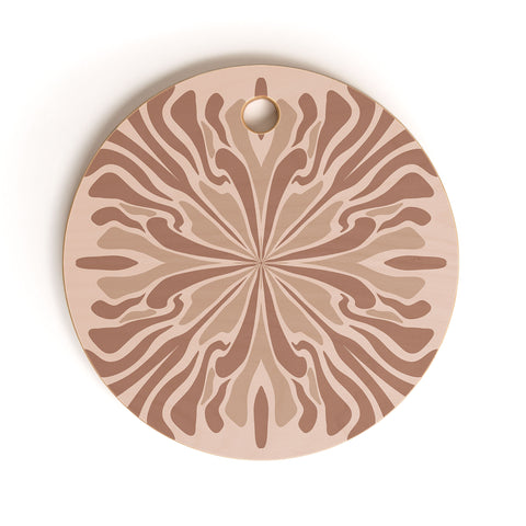 Angela Minca Abstract petals mocha mousse Cutting Board Round