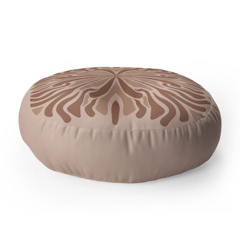 Angela Minca Abstract petals mocha mousse Floor Pillow Round