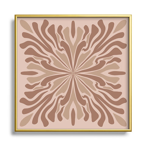 Angela Minca Abstract petals mocha mousse Square Metal Framed Art Print