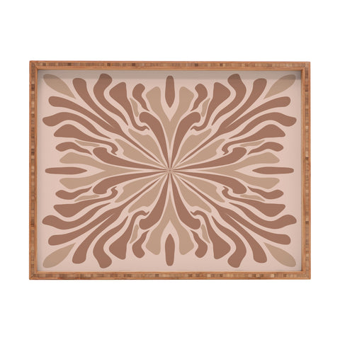 Angela Minca Abstract petals mocha mousse Rectangular Tray
