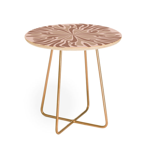 Angela Minca Abstract petals mocha mousse Round Side Table