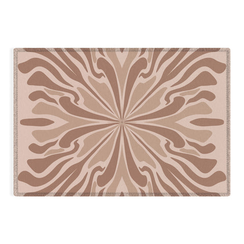 Angela Minca Abstract petals mocha mousse Outdoor Rug