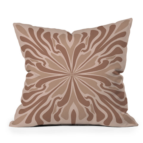 Angela Minca Abstract petals mocha mousse Outdoor Throw Pillow
