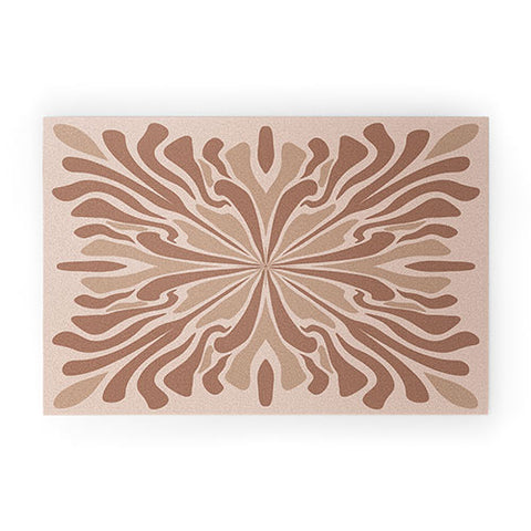 Angela Minca Abstract petals mocha mousse Welcome Mat