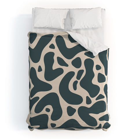 Angela Minca Abstract shapes greyish green Duvet Cover