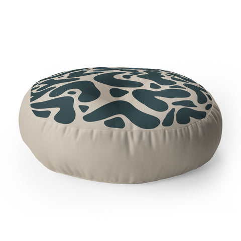 Angela Minca Abstract shapes greyish green Floor Pillow Round