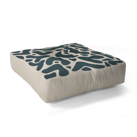 Angela Minca Abstract shapes greyish green Floor Pillow Square