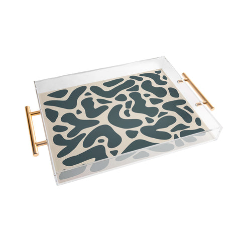 Angela Minca Abstract shapes greyish green Acrylic Tray