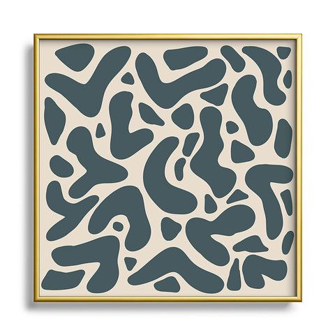 Angela Minca Abstract shapes greyish green Square Metal Framed Art Print