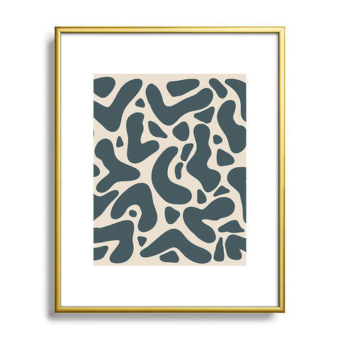 Angela Minca Abstract shapes greyish green Metal Framed Art Print