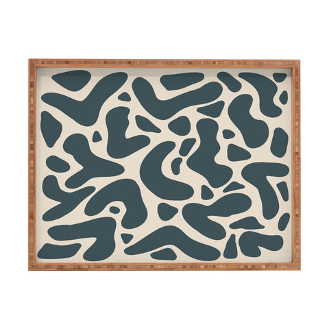 Angela Minca Abstract shapes greyish green Rectangular Tray