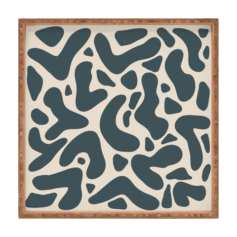 Angela Minca Abstract shapes greyish green Square Tray