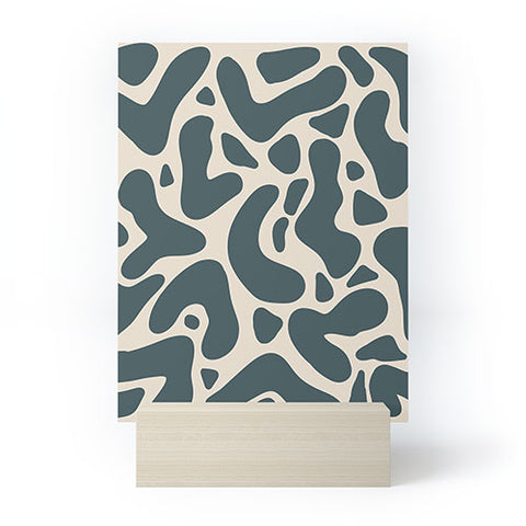 Angela Minca Abstract shapes greyish green Mini Art Print