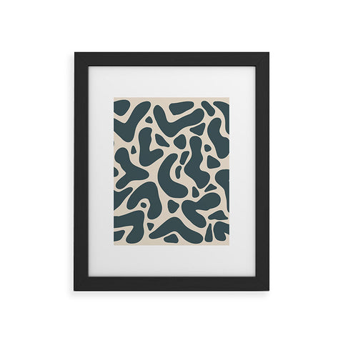 Angela Minca Abstract shapes greyish green Framed Art Print