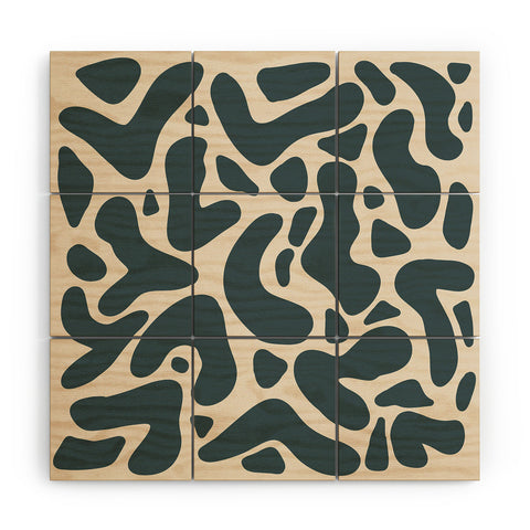 Angela Minca Abstract shapes greyish green Wood Wall Mural