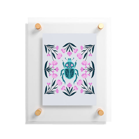 Angela Minca Beetle and flowers Floating Acrylic Print