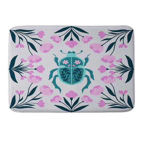Angela Minca Beetle and flowers Memory Foam Bath Mat