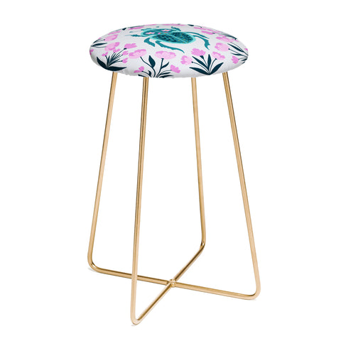 Angela Minca Beetle and flowers Counter Stool