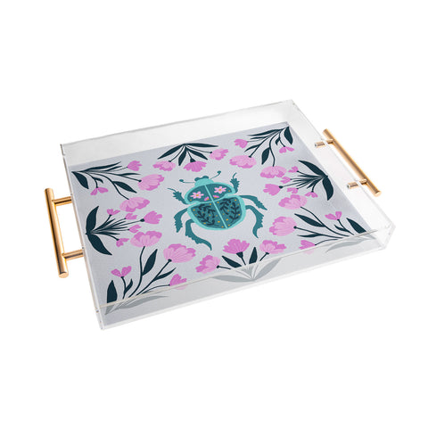 Angela Minca Beetle and flowers Acrylic Tray