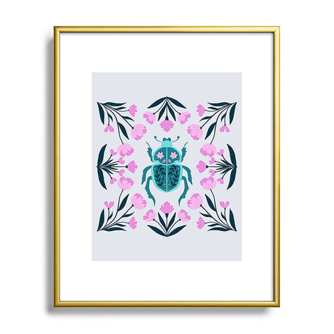 Angela Minca Beetle and flowers Metal Framed Art Print
