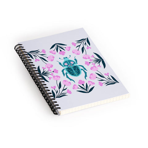 Angela Minca Beetle and flowers Spiral Notebook