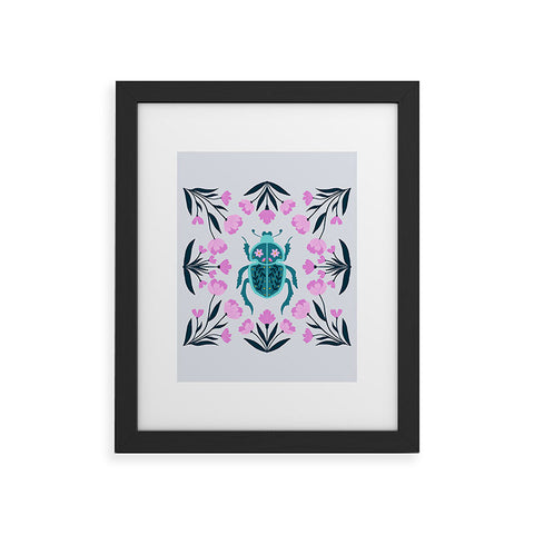 Angela Minca Beetle and flowers Framed Art Print