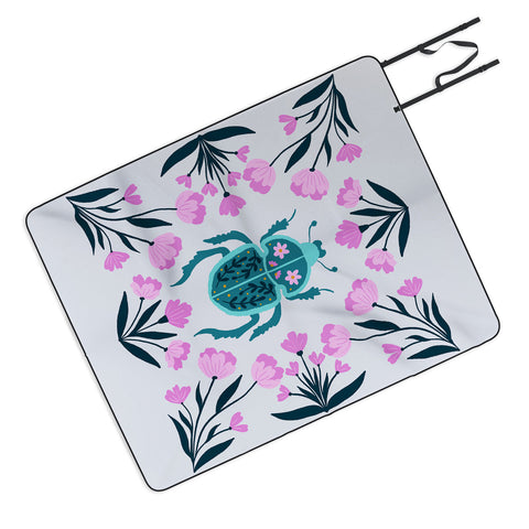 Angela Minca Beetle and flowers Picnic Blanket