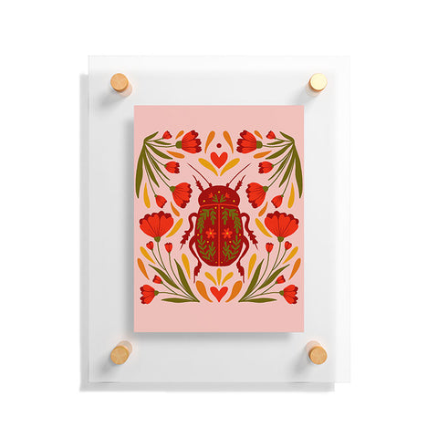 Angela Minca Beetle with flowers Floating Acrylic Print