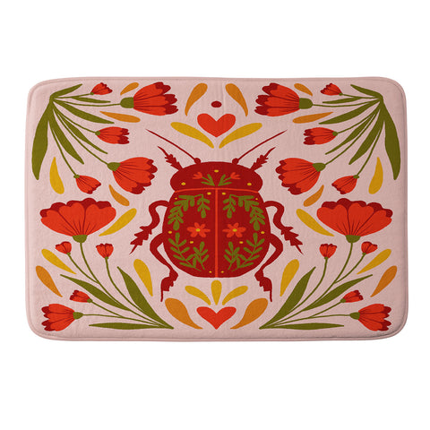 Angela Minca Beetle with flowers Memory Foam Bath Mat