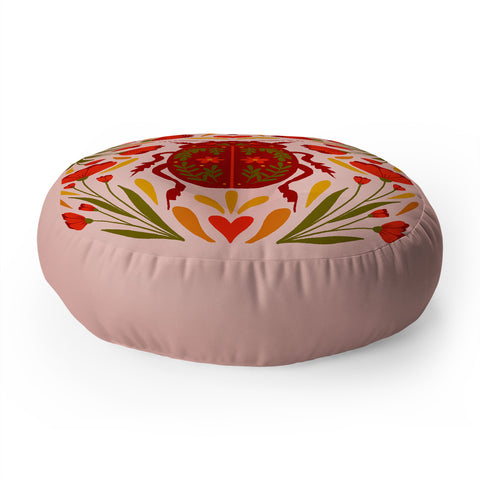 Angela Minca Beetle with flowers Floor Pillow Round