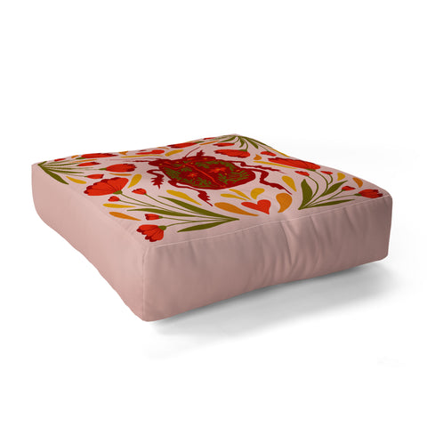 Angela Minca Beetle with flowers Floor Pillow Square