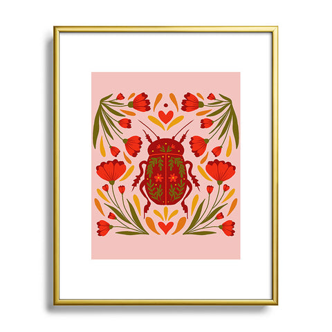 Angela Minca Beetle with flowers Metal Framed Art Print