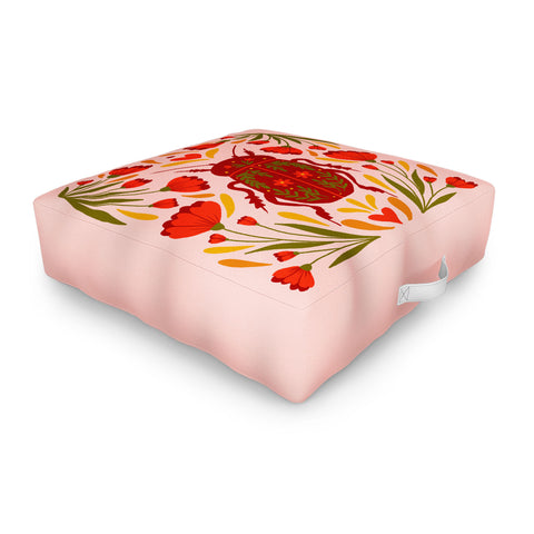 Angela Minca Beetle with flowers Outdoor Floor Cushion