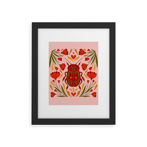 Angela Minca Beetle with flowers Framed Art Print