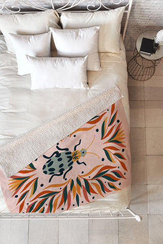 Angela Minca Bugs and leaves Fleece Throw Blanket