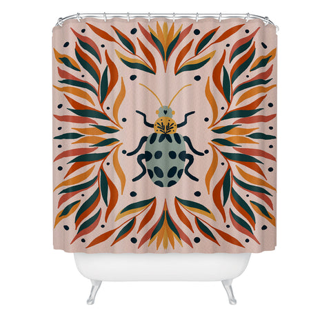 Angela Minca Bugs and leaves Shower Curtain