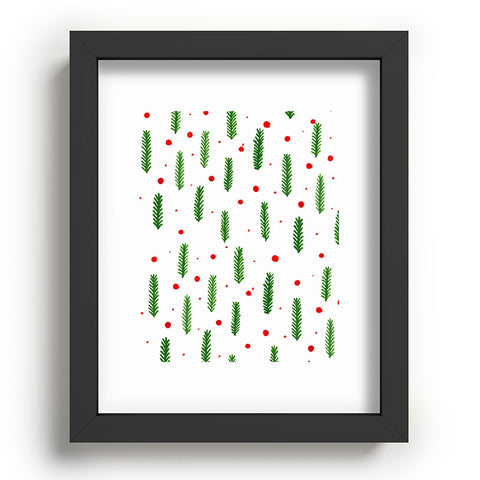 Angela Minca Christmas branches and berries Recessed Framing Rectangle
