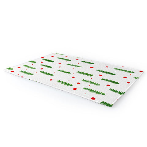 Angela Minca Christmas branches and berries Area Rug