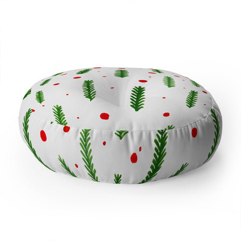 Angela Minca Christmas branches and berries Floor Pillow Round
