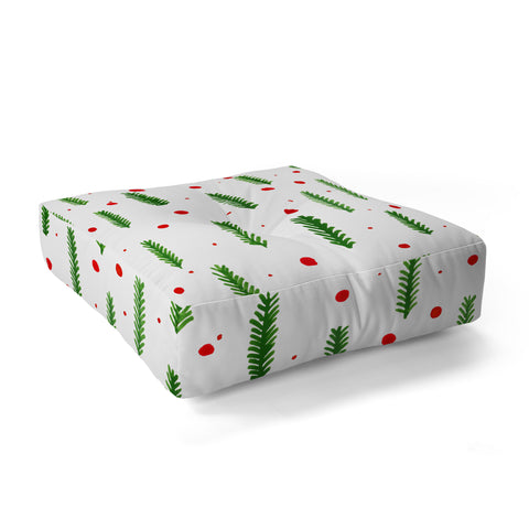 Angela Minca Christmas branches and berries Floor Pillow Square