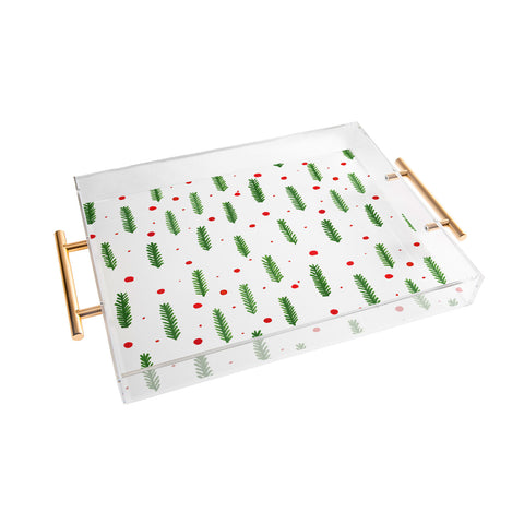 Angela Minca Christmas branches and berries Acrylic Tray