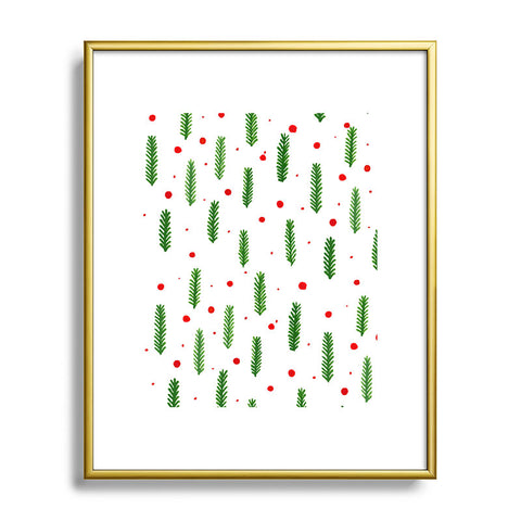 Angela Minca Christmas branches and berries Metal Framed Art Print