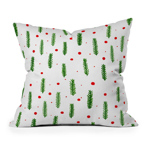 Angela Minca Christmas branches and berries Outdoor Throw Pillow