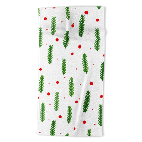 Angela Minca Christmas branches and berries Beach Towel