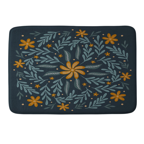 Angela Minca Circular flowers and branches Memory Foam Bath Mat