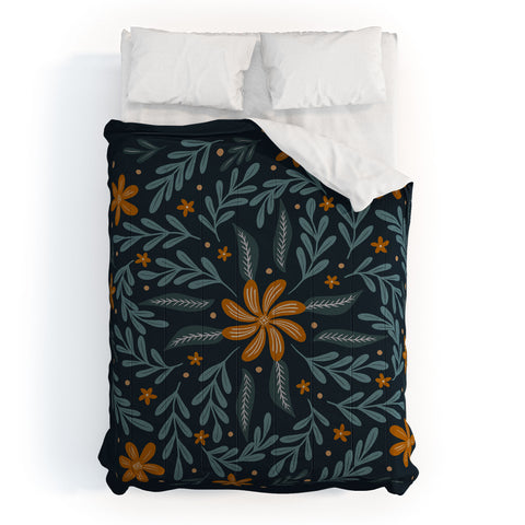 Angela Minca Circular flowers and branches Comforter