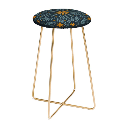 Angela Minca Circular flowers and branches Counter Stool